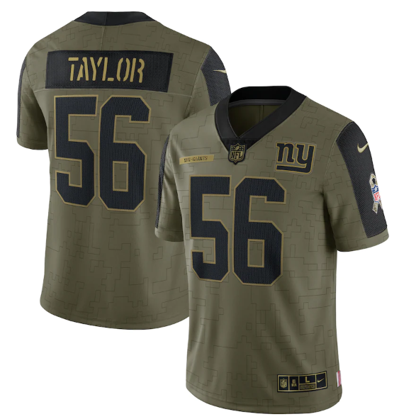 Men's New York Giants #56 Lawrence Taylor 2021 Olive Salute To Service Limited Stitched Jersey Men's New York Giants #56 Lawrence Taylor 2021 Olive Salute To Service Limited Stitched Jersey